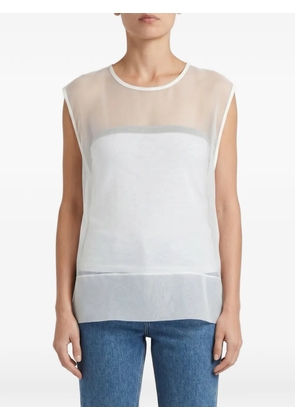 Brunello Cucinelli sheer-overlay sleeveless top - White