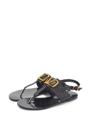 Valentino Garavani Pre-Owned VLogo leather flat sandals - Black