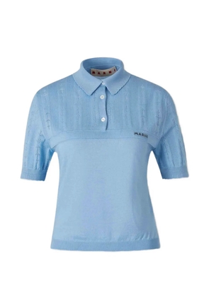 Marni pointelle-knit polo shirt - Blue
