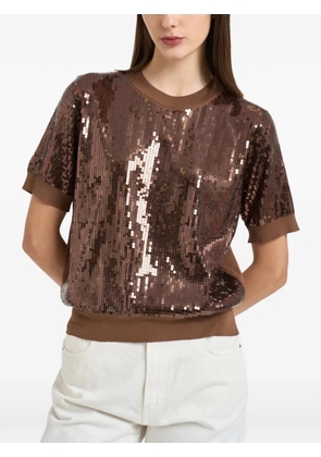 LIU JO sequin-embellished short-sleeve blouse - Brown