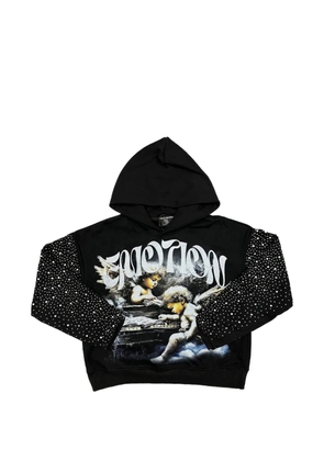 Mixed Emotion rhinestone-embellished graphic-print hoodie - Black
