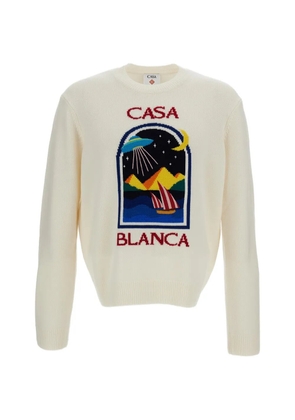 Casablanca graphic-jacquard wool sweater - Neutrals
