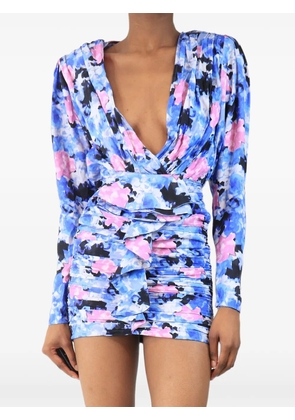 The Arrivals ruffled ruched mini dress - Blue