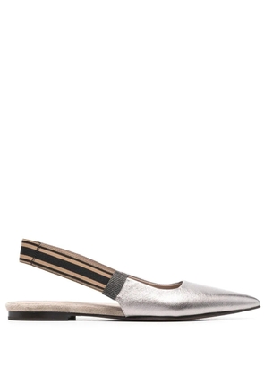 Brunello Cucinelli pointed-toe flat ballerina shoes - Silver