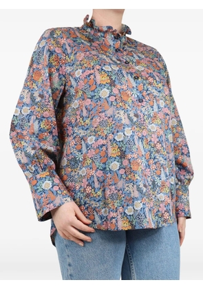 APOF frill-collar floral shirt - Blue