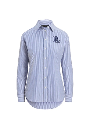 Lauren Ralph Lauren striped embroidered-logo shirt - Blue