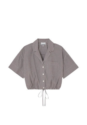 GANNI check cropped shirt - Brown