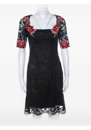Marchesa floral-appliqué dress - Black
