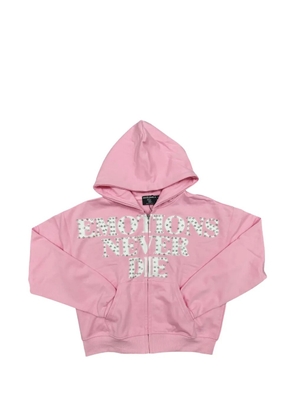 Mixed Emotion End rhinestone-embellished zip-up hoodie - Pink