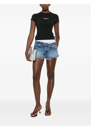 Alexander Wang boxer-waistband denim shorts - Blue