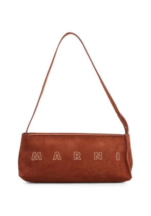 Marni logo-embroidered shoulder bag - Brown