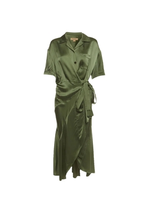 Burberry Pre-Owned wrap shirt midi dress - Green