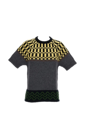 Marni intarsia-knit short-sleeve sweater - Grey