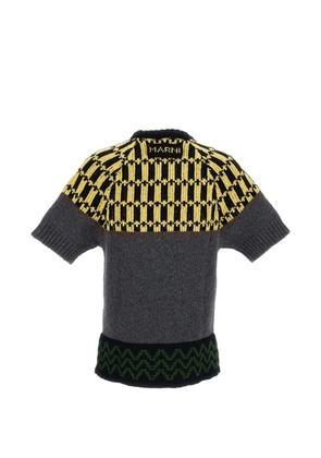 Marni intarsia-knit short-sleeve sweater - Grey