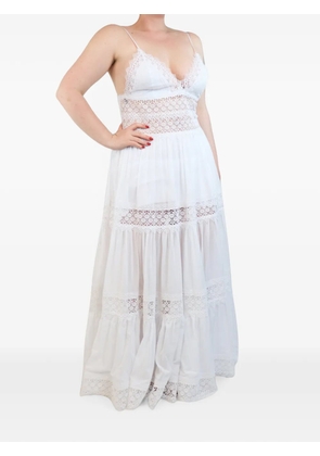 Charo Ruiz Ibiza embroidered tiered maxi dress - White