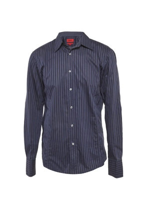 BOSS GREEN HUGO BOSS striped short-length button-down cotton shirt - Blue
