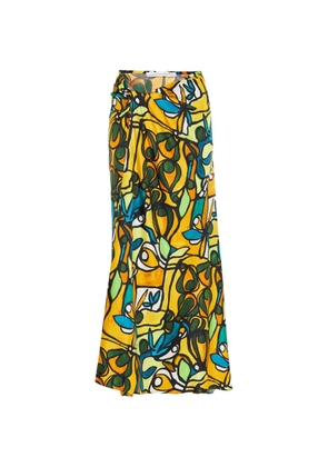 Christopher Esber abstract-print draped skirt - Yellow