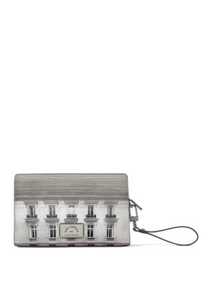 Karl Lagerfeld Rue St-Guillaume Maison leather clutch bag - Grey