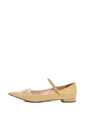 Miu Miu Pre-Owned crystal-embellished pointed-toe ballet flats - Neutrals