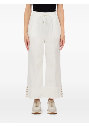 LIU JO drawstring eyelet-details trousers - White