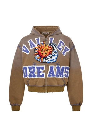 Vale Sunny graphic-patchwork zip-up hoodie - Brown