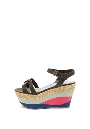 Sergio Rossi buckle-detail wedge sandals - Brown