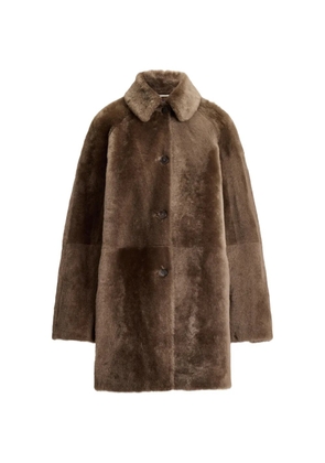 Ralph Lauren Collection Janise waxed lamb-shearling coat - Brown