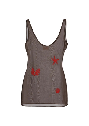 MC2 Saint Barth bead-embellished mesh mini dress - Brown