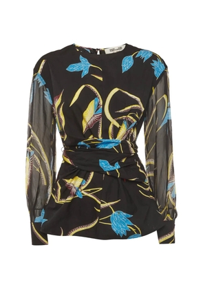 Diane Von Furstenberg Vintage floral-print blouse - Black