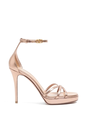 Valentino Garavani Eveninglam platform sandals in laminated nappa 120mm - Pink