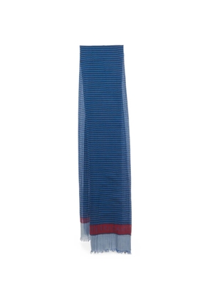 Ferragamo Pre-Owned striped fringed scarf - Blue