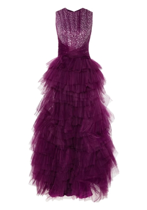 Gemy Maalouf sequin-embellished ruffled gown - Purple