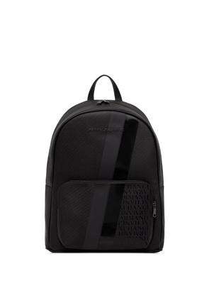 Armani Exchange logo-plaque stripe-detail backpack - Black