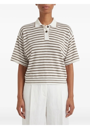 Brunello Cucinelli striped short-sleeve polo top - Neutrals