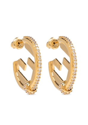 FENDI logo embellished earrings - Gold