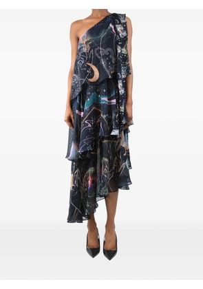 Camilla asymmetrical neck-tie dress - Black