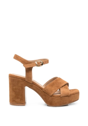JANET & JANET crossover-strap platform sandals - Brown