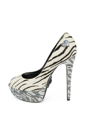 Philipp Plein crystal-embellishment platform heeled pumps - Neutrals