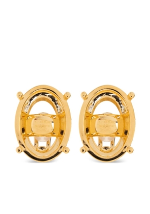 Balenciaga logo-engraved oval earrings - Gold