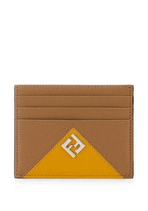 FENDI Lui logo-plaque pebbled-leather card holder - Brown