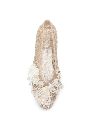 HEAVENLY JELLY glitter-embellished flat pumps - Gold
