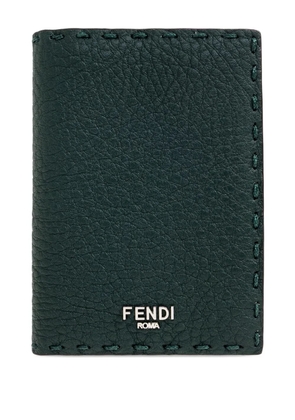 FENDI stitched-detail leather cardholder - Green