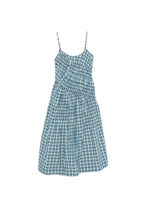 DAMSON MADDER Lyra shirred checked midi dress - Blue