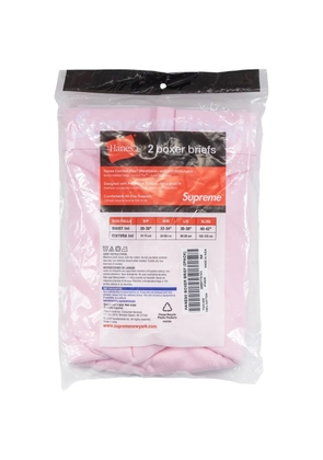 Supreme x Hanes® logo-print cotton boxers (set of two) - Pink