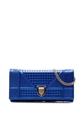 Christian Dior Pre-Owned 2018 Metallic Patent Microcannage Diorama Wallet on Chain crossbody bag - Blue