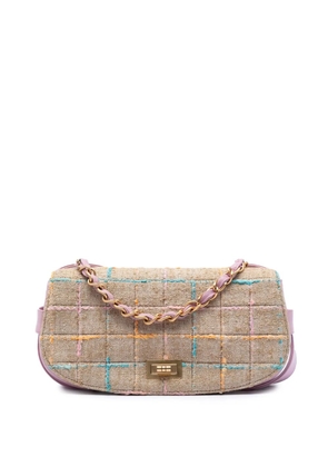 CHANEL Pre-Owned 2000-2002 Chocolate Bar Tweed Mademoiselle Turnlock Flap satchel - Pink