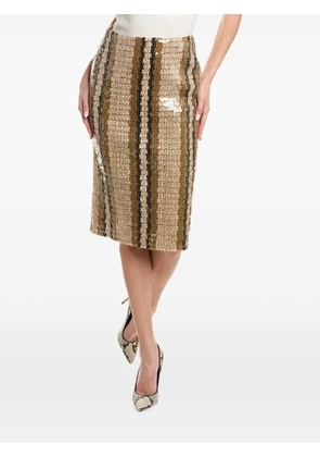 Brunello Cucinelli striped sequin-embellished midi skirt - Neutrals