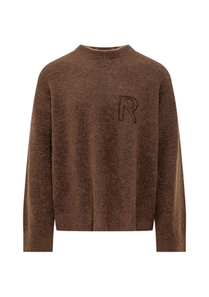 Represent logo-embroidered brushed-finish sweater - Brown