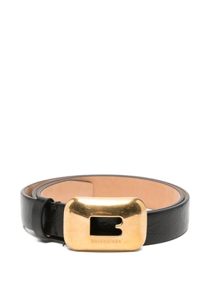 Balenciaga logo-engraved crinkled-leather belt - Black