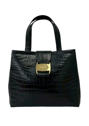 Ferragamo Pre-Owned 2010-2026 Croc Embossed Leather Vara handbag - Black